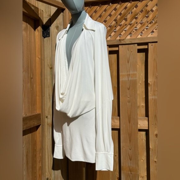 🆕 RAT & BOA 🧿 NWOT Stella White Long Sleeve Cowl Neck Mini Dress, Sz M - Picture 9 of 16